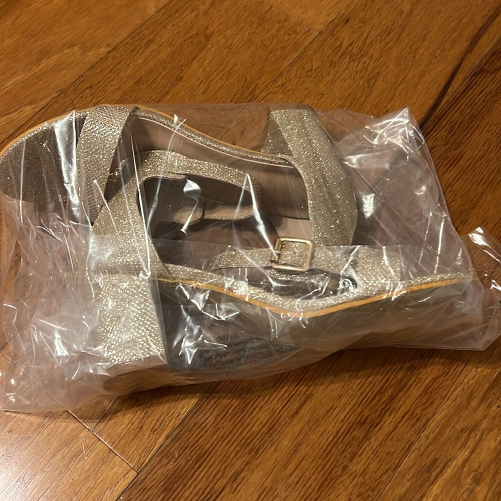 Glitter Chunky Ankle Strap Sandals - Picture 7 of 7